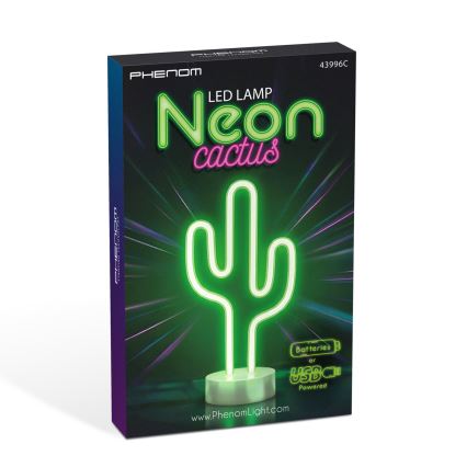 LED neoninė stalinė dekoracija LED/2W/3xAA USB kaktusas