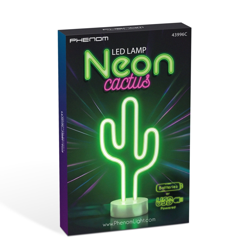 LED neoninė stalinė dekoracija LED/2W/3xAA USB kaktusas