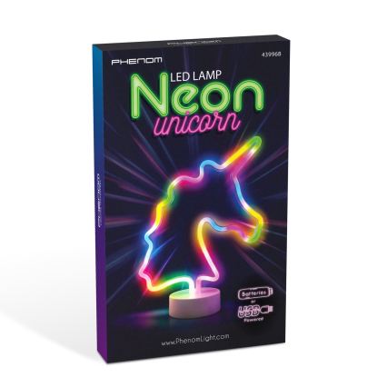 LED neoninė stalinė dekoracija LED/2W/3xAA USB vienaragis
