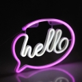 LED neono sieninė dekoracija HELLO LED/3W/3xAA USB rožinė