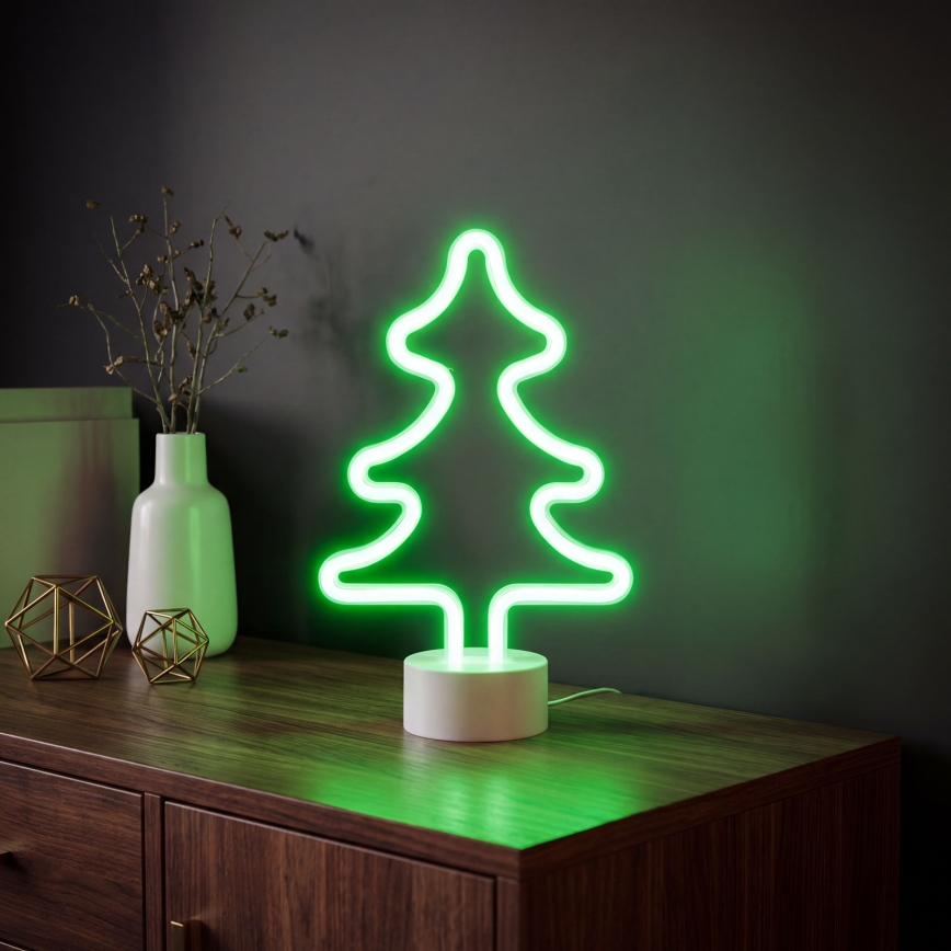 LED neono stalinė dekoracija LED/2W/3xAA USB medis