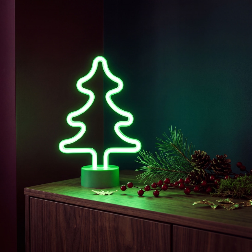 LED neono stalinė dekoracija LED/2W/3xAA USB medis