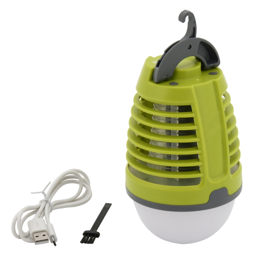 LED Nešiojama įkraunama lempa su vabzdžių gaudykle LED/2W/3,7V 1800 mAh IPX4 žalia