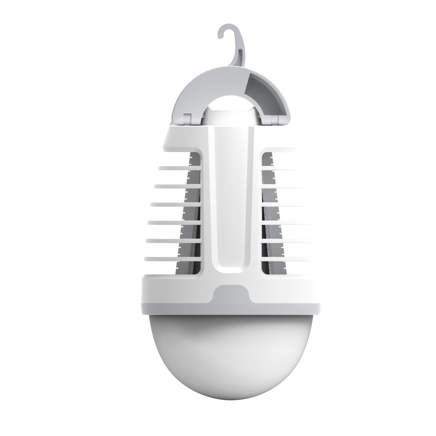 LED Nešiojama įkraunama lempa su vabzdžių gaudykle LED/5W/1800 mAh IPX4 balta/pilka