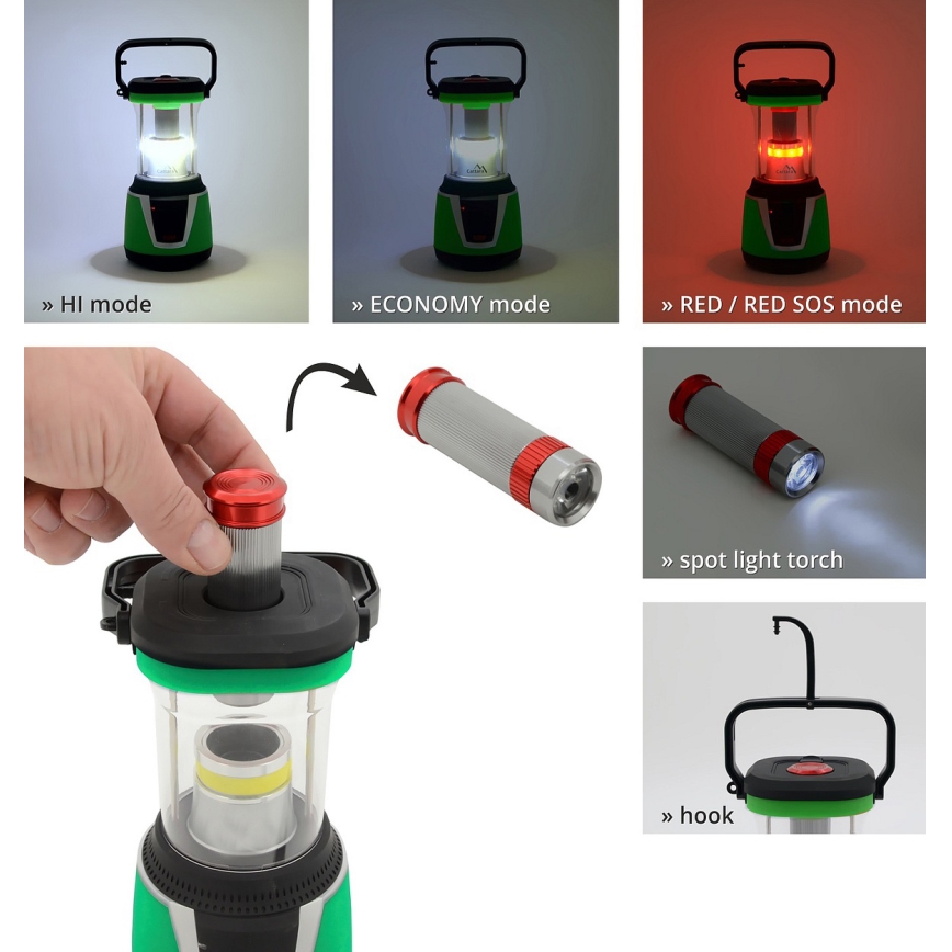 LED Nešiojama lempa LED/3xLR20 IP44 juoda/žalia + valdymo pultas