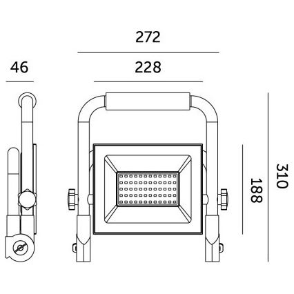 LED nešiojamas prožektorius TIGRA LED/100W/4000K IP54 juoda/geltona