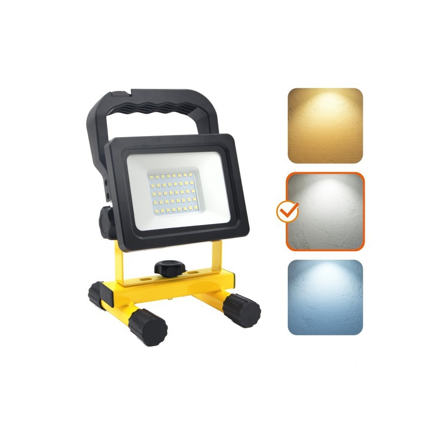 LED reguliuojamas nešiojamas prožektorius TIGRA LED/20W/3,7V 4000K IP54 4400 mAh juoda/geltona