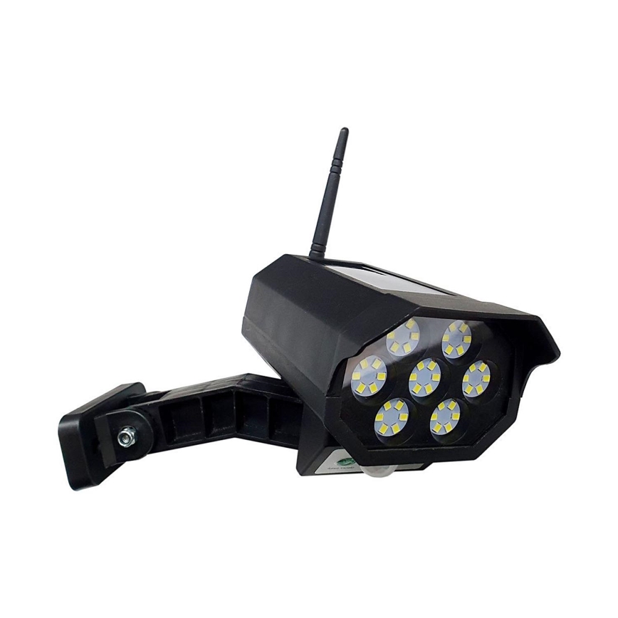 LED Netikra saulės energijos kamera su jutikliu LED/3,7V 1200 mAh IP44 juoda + nuotolinio valdymo pultas