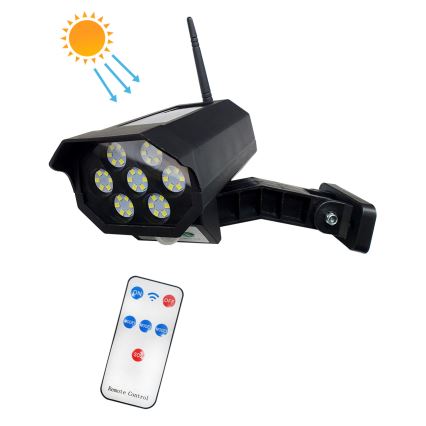 LED Netikra saulės energijos kamera su jutikliu LED/3,7V IP44 juoda + nuotolinio valdymo pultas
