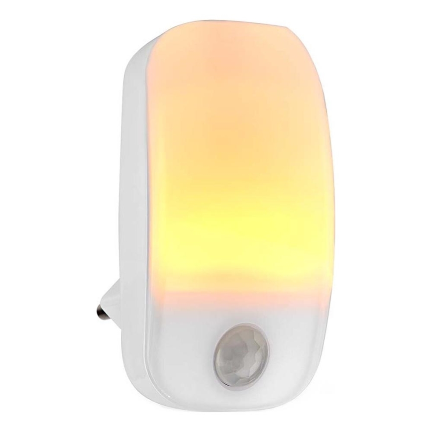 LED Orientacinė lemputė su judesio ir prieblandos jutikliu LED/0,55W/230V balta