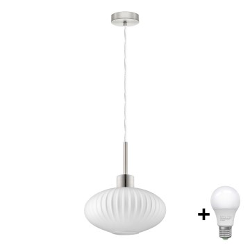 LED Pakabinama Lampa HARMA 1xE27/60W/230V skersmuo 30 cm matinis chromas/balta