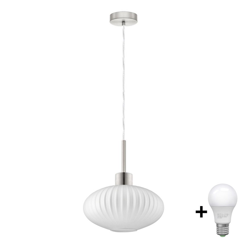 LED Pakabinama Lampa HARMA 1xE27/60W/230V skersmuo 30 cm matinis chromas/balta