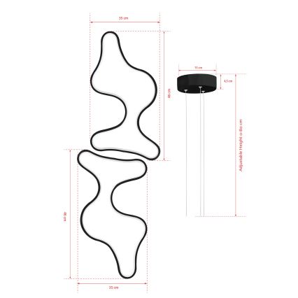 LED Pakabinama lemputė DUPLE ARTISAN LED/80W/230V 4000K juoda