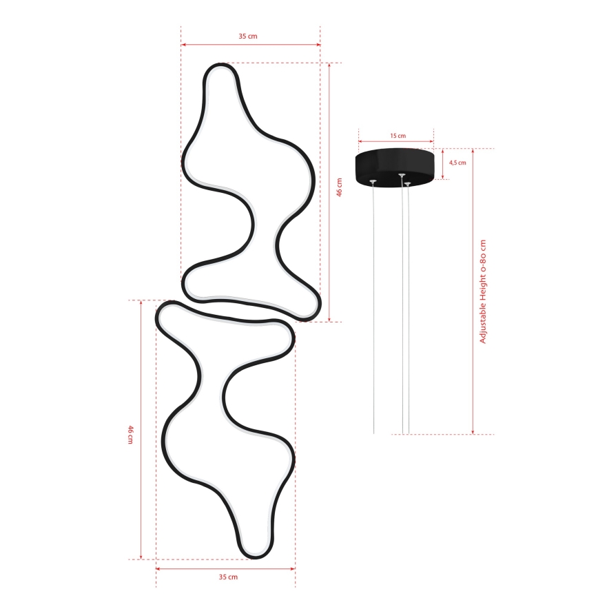 LED Pakabinama lemputė DUPLE ARTISAN LED/80W/230V 4000K juoda