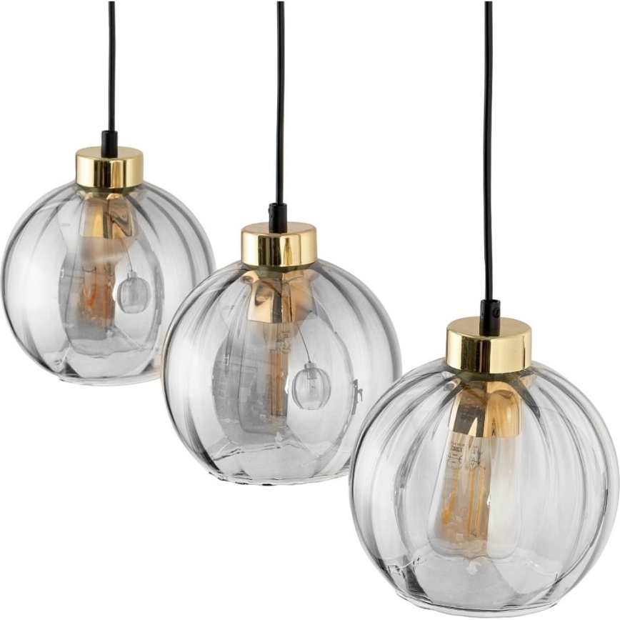 LED pakabinama liustra ant laido DEVI 3xE27/15W/230V juoda/skaidri