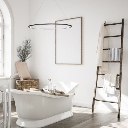 LED pakabinama liustra ant troselio SATURNO LED/57W/230V Ø 100 cm IP44 juoda