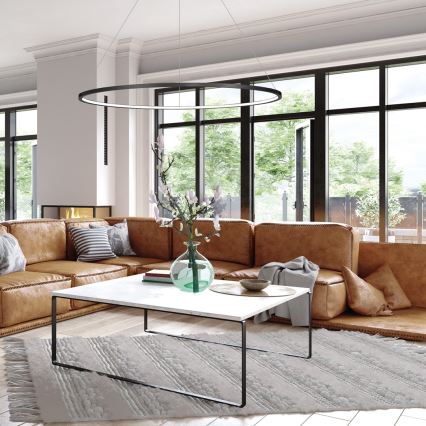 LED pakabinama liustra ant troselio SATURNO LED/57W/230V Ø 100 cm IP44 juoda