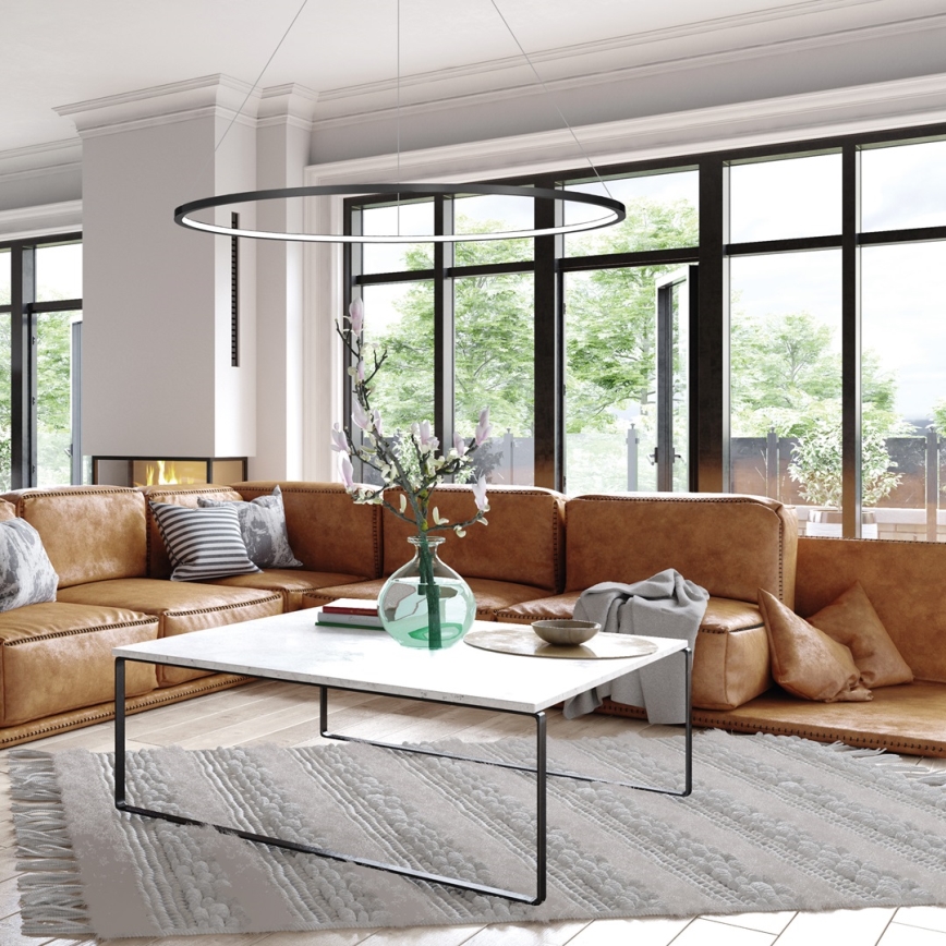 LED pakabinama liustra ant troselio SATURNO LED/57W/230V Ø 100 cm IP44 juoda