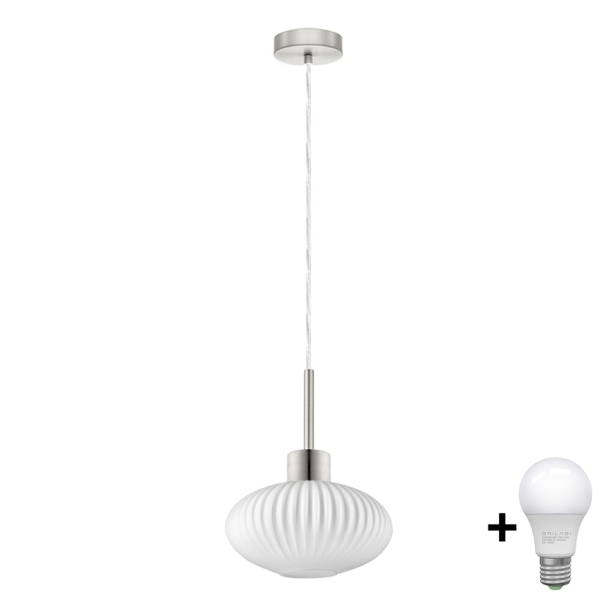 LED pakabinama šviesa HARMA 1xE27/60W/230V 25 cm matinis chromas/balta