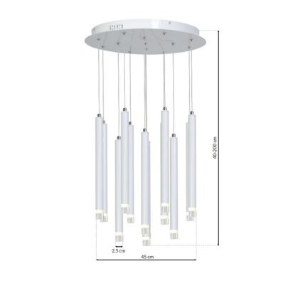 LED Pakabinamas sietynas ALBA 12xLED/1W/230V balta