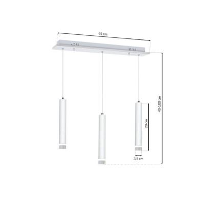 LED Pakabinamas sietynas ALBA 3xLED/15W/230V baltas