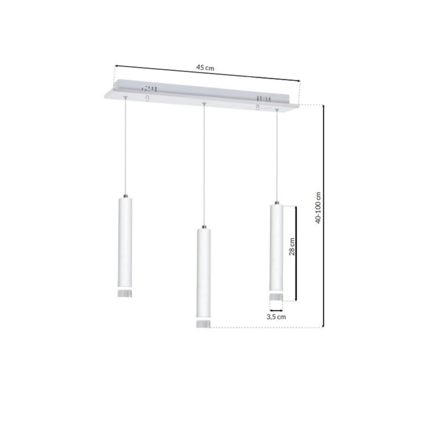LED Pakabinamas sietynas ALBA 3xLED/15W/230V baltas