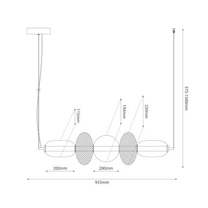 LED Pakabinamas sietynas ARAME LED/32W/230V juoda