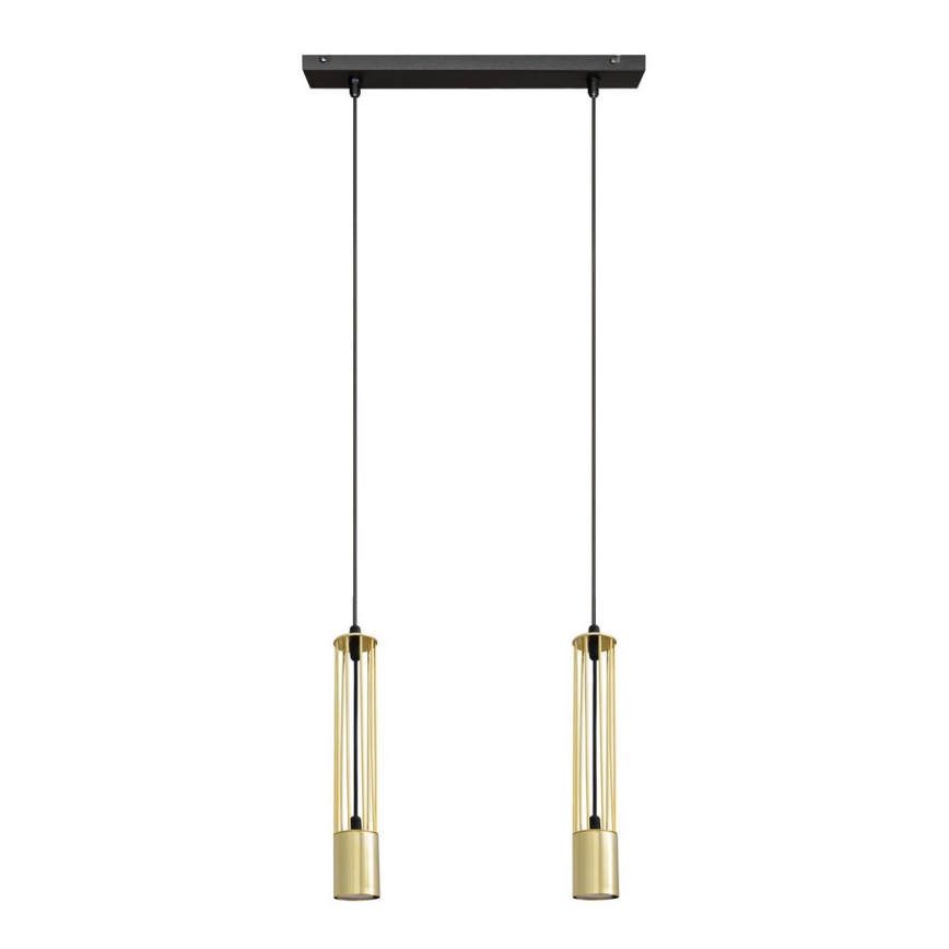 LED Pakabinamas sietynas BARS 2xGU10/4,8W/230V aukso/juodas