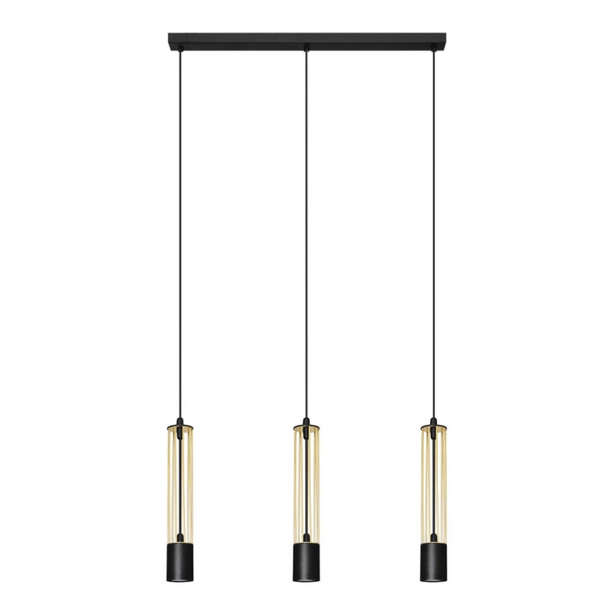 LED Pakabinamas sietynas BARS 3xGU10/4,8W/230V aukso/juoda