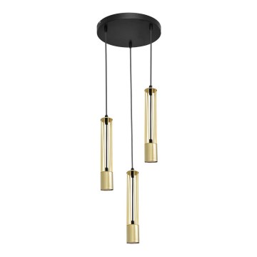 LED Pakabinamas sietynas BARS 3xGU10/4,8W/230V aukso/juoda
