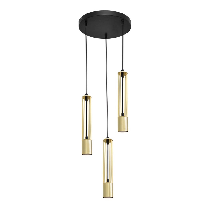 LED Pakabinamas sietynas BARS 3xGU10/4,8W/230V aukso/juoda