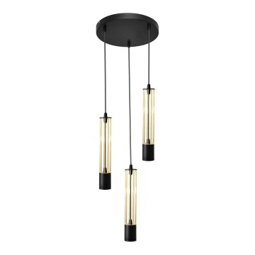LED Pakabinamas sietynas BARS 3xGU10/4,8W/230V juoda/auksas