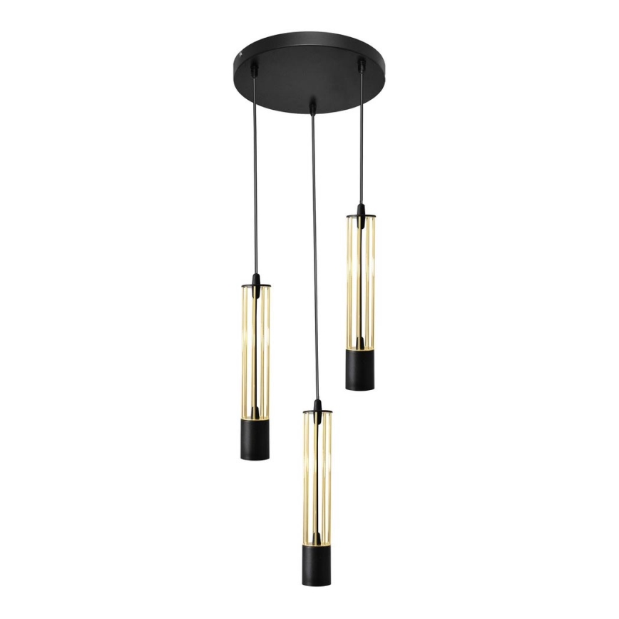 LED Pakabinamas sietynas BARS 3xGU10/4,8W/230V juoda/auksas