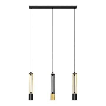 LED Pakabinamas sietynas BARS 3xGU10/4,8W/230V juodas/aukso