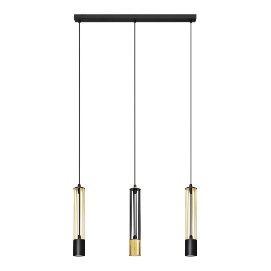 LED Pakabinamas sietynas BARS 3xGU10/4,8W/230V juodas/aukso