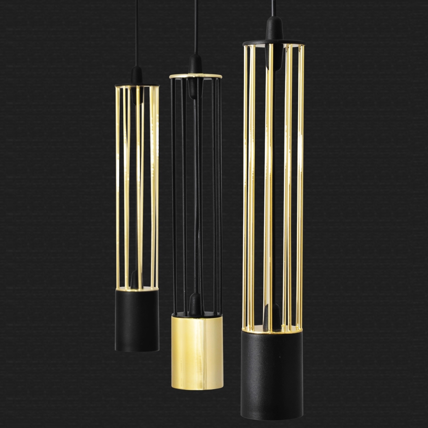 LED Pakabinamas sietynas BARS 3xGU10/4,8W/230V juodas/aukso