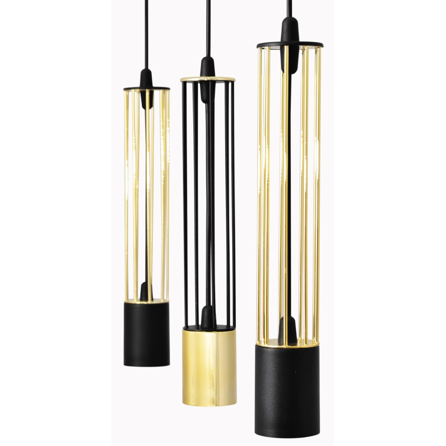LED Pakabinamas sietynas BARS 3xGU10/4,8W/230V juodas/aukso