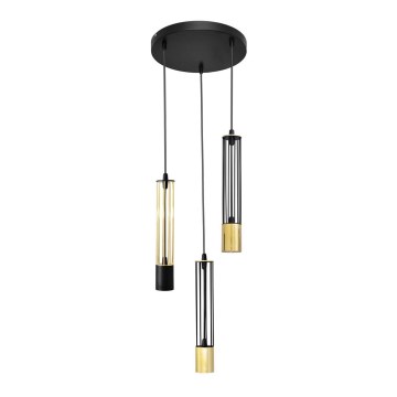 LED Pakabinamas sietynas BARS 3xGU10/4,8W/230V juodas/aukso