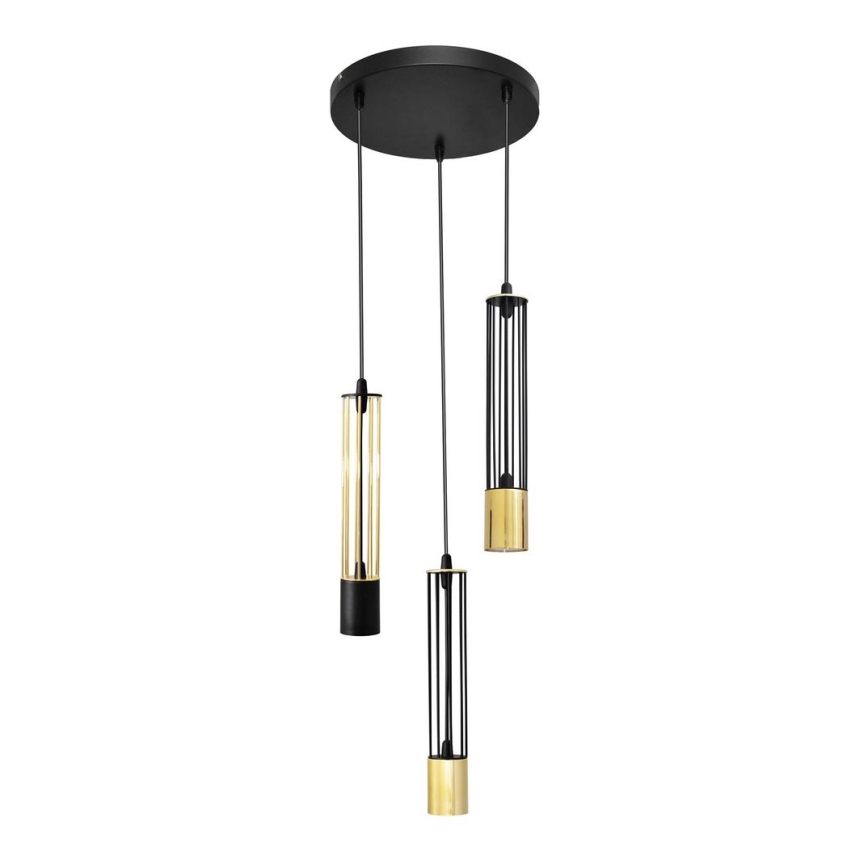 LED Pakabinamas sietynas BARS 3xGU10/4,8W/230V juodas/aukso