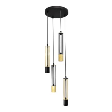 LED Pakabinamas sietynas BARS 4xGU10/4,8W/230V juodas/aukso