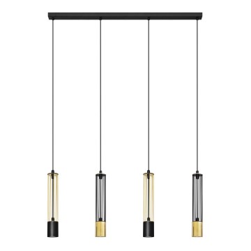 LED Pakabinamas sietynas BARS 4xGU10/4,8W/230V juodas/aukso