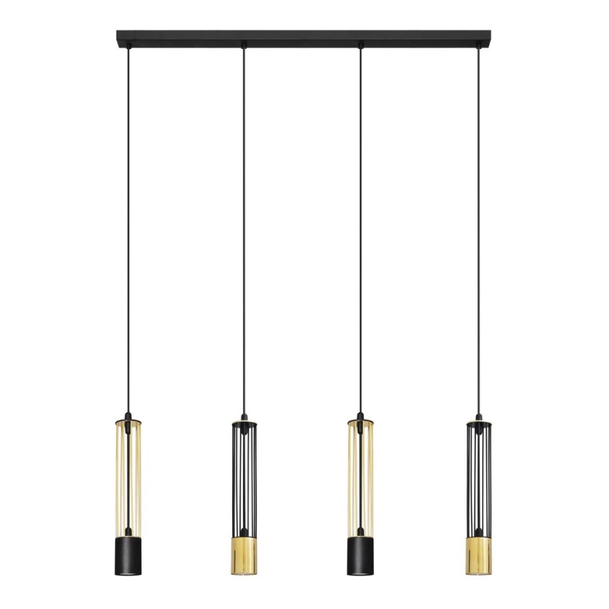 LED Pakabinamas sietynas BARS 4xGU10/4,8W/230V juodas/aukso