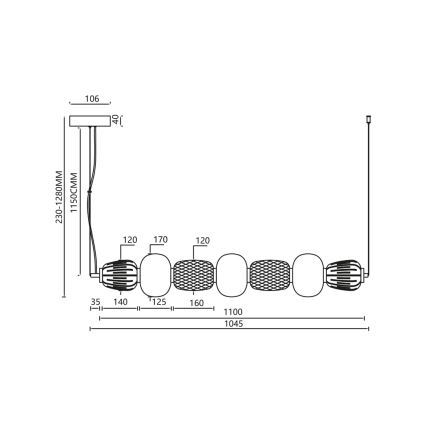 LED Pakabinamas sietynas CARO LED/42W/230V auksas