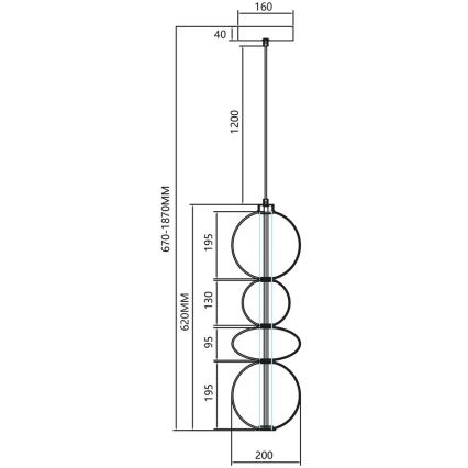 LED Pakabinamas sietynas DAPHNE LED/36W/230V auksas