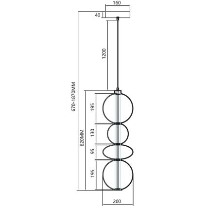 LED Pakabinamas sietynas DAPHNE LED/36W/230V pilka