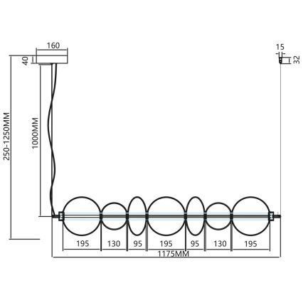 LED Pakabinamas sietynas DAPHNE LED/40W/230V auksas