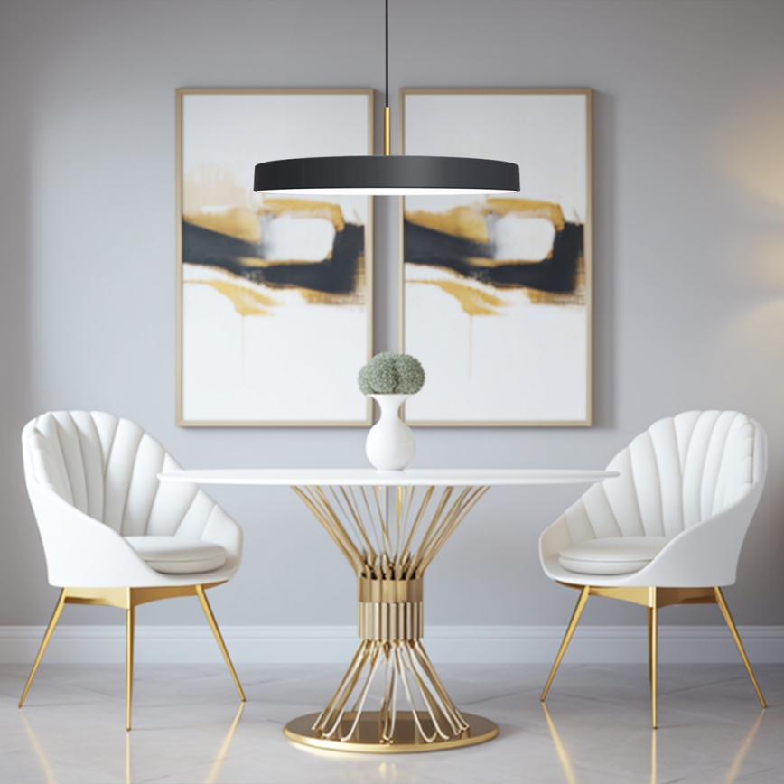 LED Pakabinamas sietynas DISC LED/38W/230V diametras 45 cm juoda