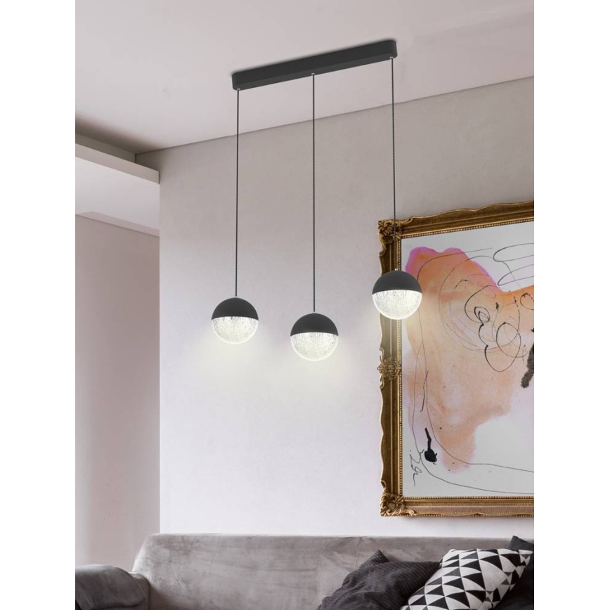 LED Pakabinamas sietynas FURNI 3xLED/5W/230V juodas