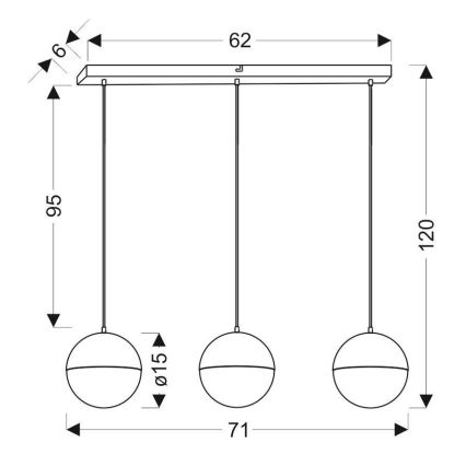 LED Pakabinamas sietynas FURNI 3xLED/5W/230V juodas