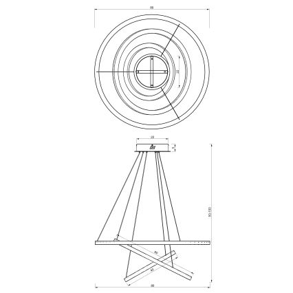 LED Pakabinamas sietynas GALAXIA LED/85W/230V aukso